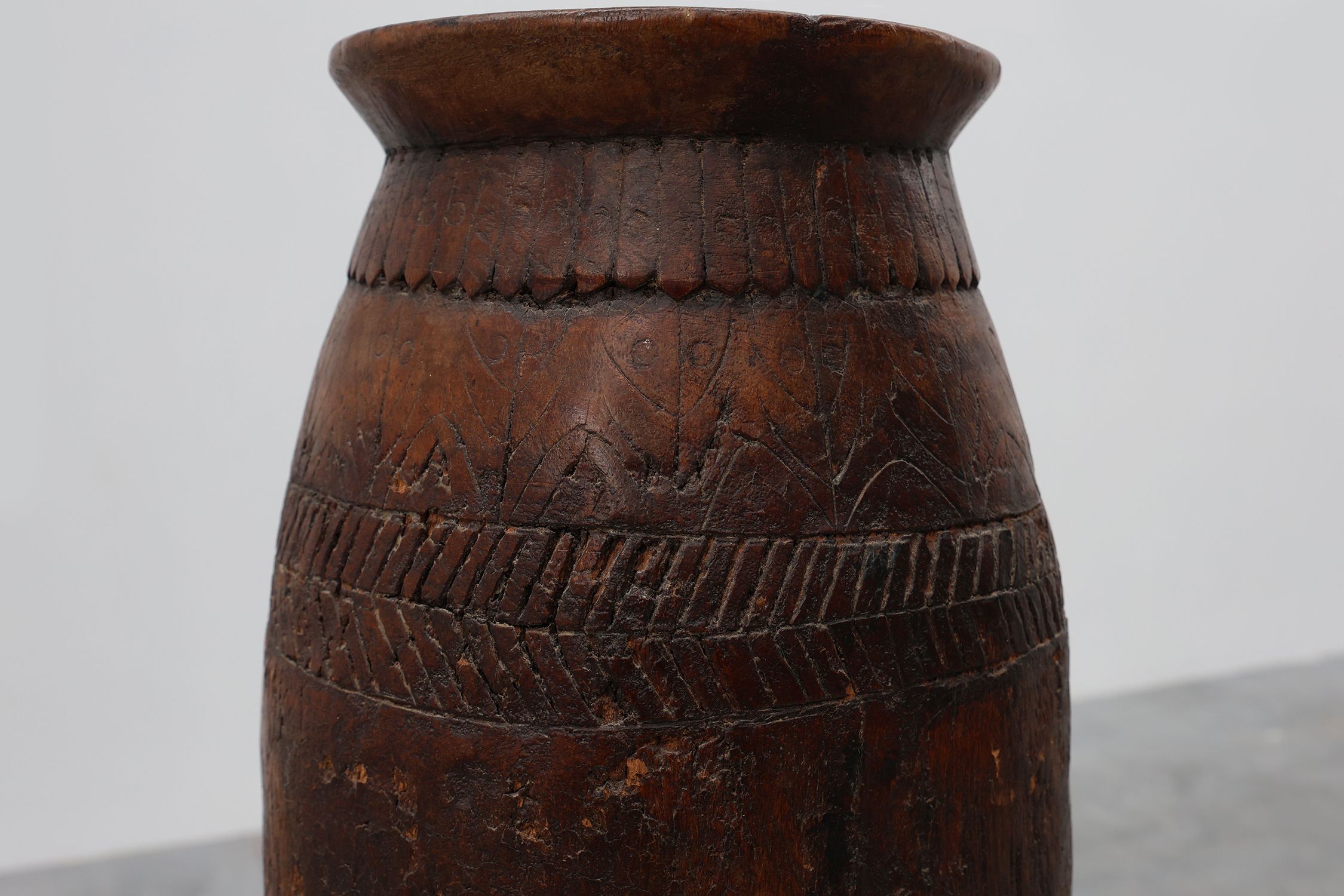 Rare Rustic wabi sabi style vase in solid wood, France 1800sthumbnail